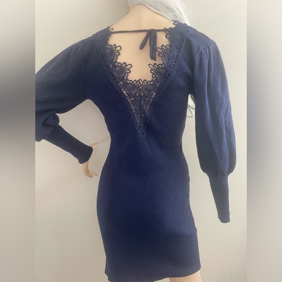 Navy blue Long sleeve sweater dress - Picture 3 of 6